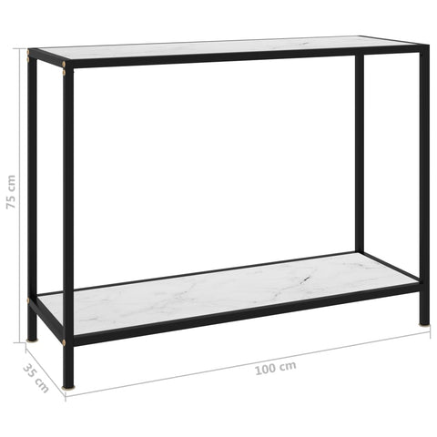 vidaXL Konsolentisch Weiß 100x35x75 cm Hartglas