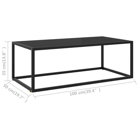 vidaXL Couchtisch Schwarz mit Schwarzem Glas 100x50x35 cm