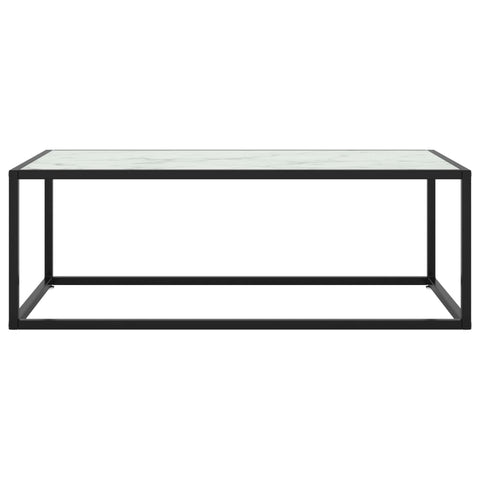 vidaXL Couchtisch Schwarz mit Weißem Glas in Marmor-Optik 100x50x35 cm