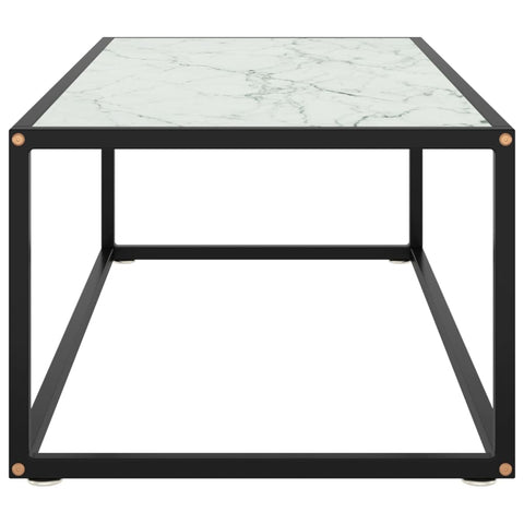 vidaXL Couchtisch Schwarz mit Weißem Glas in Marmor-Optik 100x50x35 cm