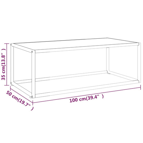 vidaXL Couchtisch Schwarz mit Weißem Glas in Marmor-Optik 100x50x35 cm