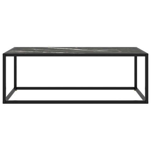 Couchtisch Schwarz mit Schwarzem Glas in Marmor-Optik 100x50x35