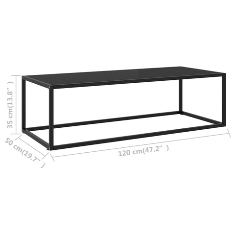 vidaXL Couchtisch Schwarz mit Schwarzem Glas 120x50x35 cm