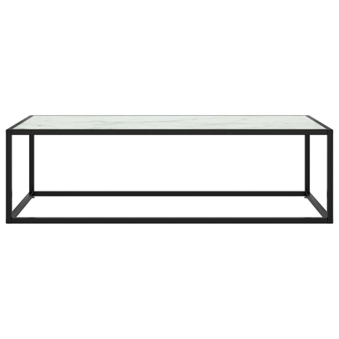 vidaXL Couchtisch Schwarz mit Weißem Glas in Marmor-Optik 120x50x35 cm