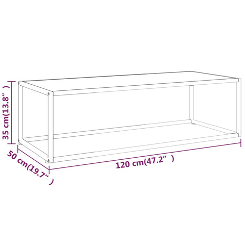 vidaXL Couchtisch Schwarz mit Weißem Glas in Marmor-Optik 120x50x35 cm