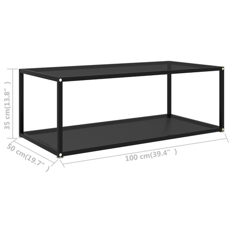 Couchtisch Schwarz 100x50x35 cm Hartglas