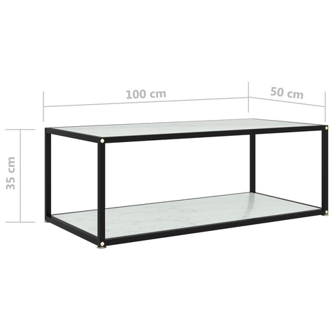 vidaXL Couchtisch Weiß 100x50x35 cm Hartglas