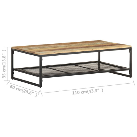 vidaXL Couchtisch 110x60x35 cm Recyceltes Massivholz