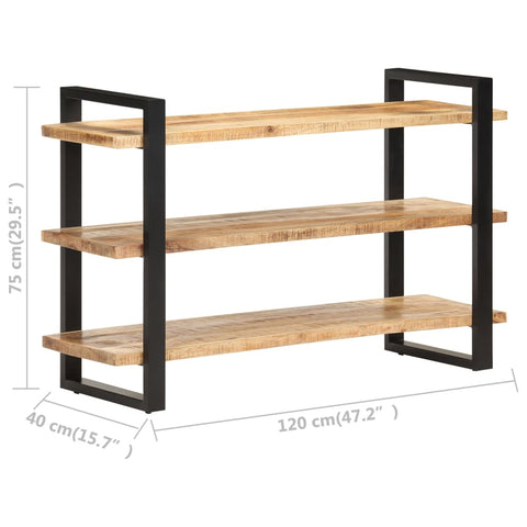 vidaXL Sideboard mit 3 Regalböden 120x40x75 cm Raues Mangoholz