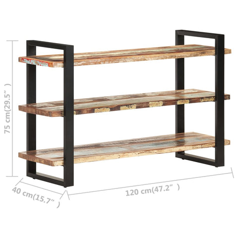 vidaXL Sideboard mit 3 Regalböden 120x40x75 cm Altholz Massiv