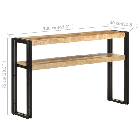 vidaXL Konsolentisch 120x30x75 cm Raues Mangoholz