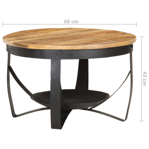 vidaXL Couchtisch Ø68x43 cm Raues Mangoholz