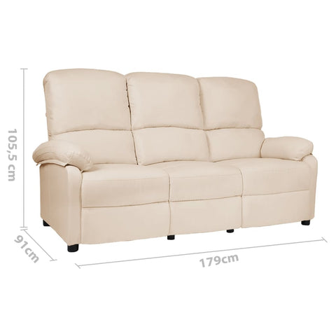 3-Sitzer-Sofa Verstellbar Creme Stoff