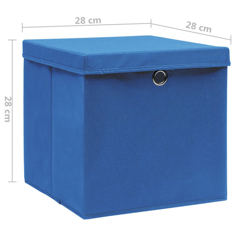 Aufbewahrungsboxen mit Deckeln 4 Stk. 28x28x28 cm Blau