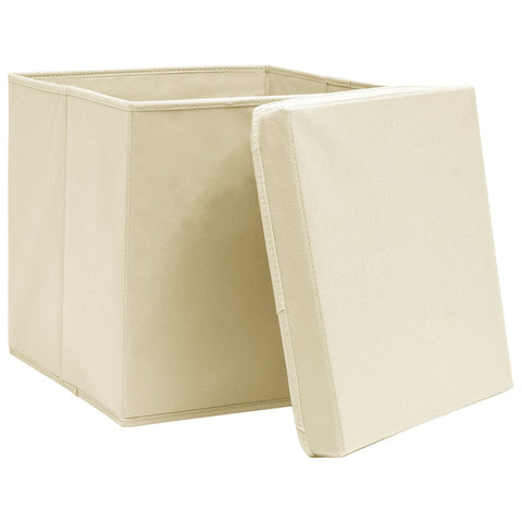 Aufbewahrungsboxen mit Deckeln 4 Stk. 28x28x28 cm Creme