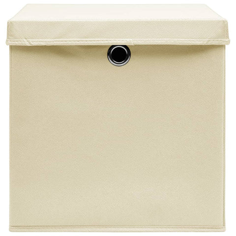 Aufbewahrungsboxen mit Deckeln 4 Stk. 28x28x28 cm Creme