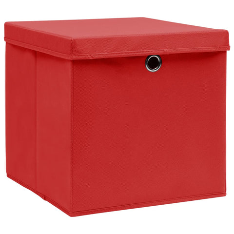 Aufbewahrungsboxen mit Deckeln 4 Stk. 28x28x28 cm Rot