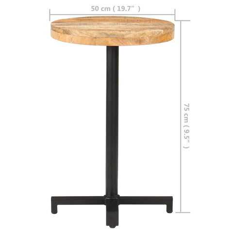 vidaXL Bistrotisch Rund Ø50x75 cm Raues Mangoholz