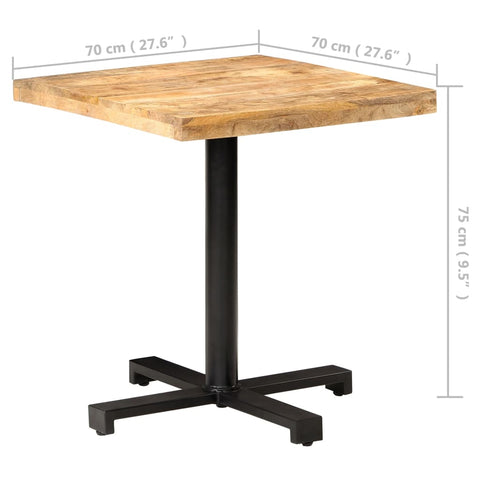 vidaXL Bistrotisch Quadratisch 70x70x75 cm Raues Mangoholz