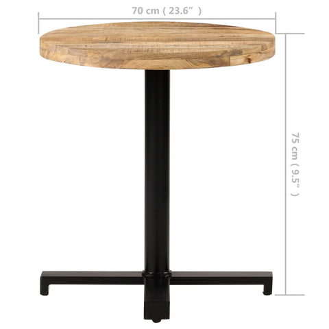 vidaXL Bistrotisch Rund Ø70x75 cm Raues Mangoholz