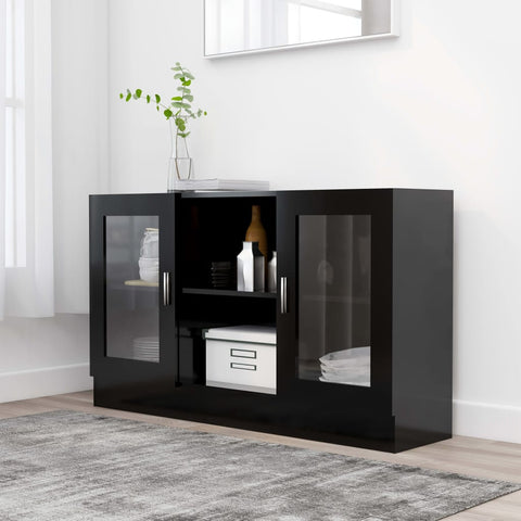 vidaXL Vitrinenschrank Schwarz 120x30,5x70 cm Holzwerkstoff