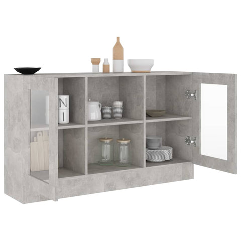 vidaXL Vitrinenschrank Betongrau 120x30,5x70 cm Holzwerkstoff