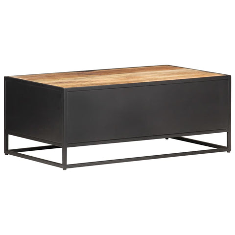 vidaXL Couchtisch 90x50x35 cm Raues Mangoholz und Wiener Geflecht