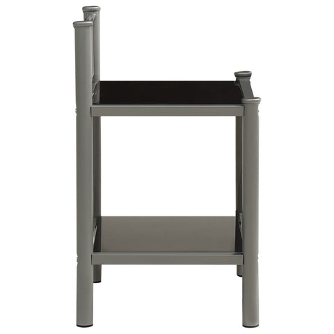 vidaXL Nachttisch Grau und Schwarz 45x34,5x60,5 cm Metall und Glas