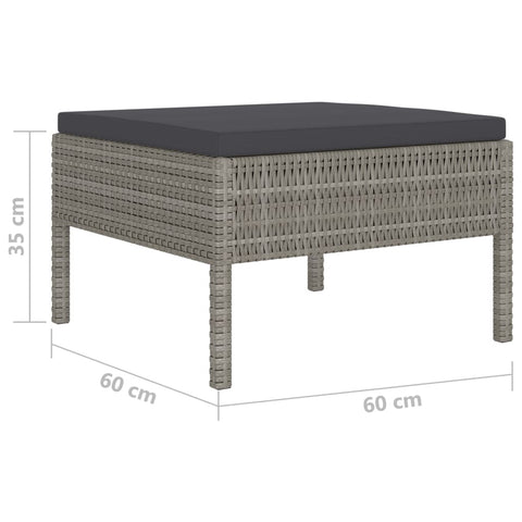 10-tlg. Garten-Lounge-Set mit Auflagen Poly Rattan Grau