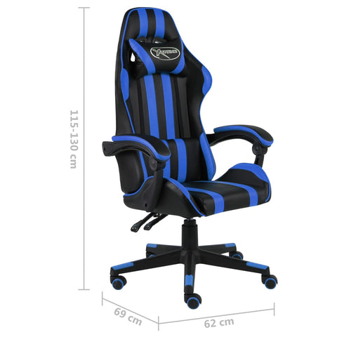 vidaXL Gaming-Stuhl Schwarz und Blau Kunstleder