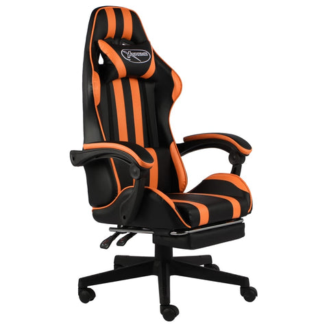 vidaXL Gaming-Stuhl mit Fußstütze Schwarz und Orange Kunstleder