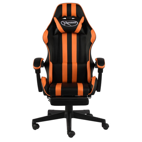 vidaXL Gaming-Stuhl mit Fußstütze Schwarz und Orange Kunstleder