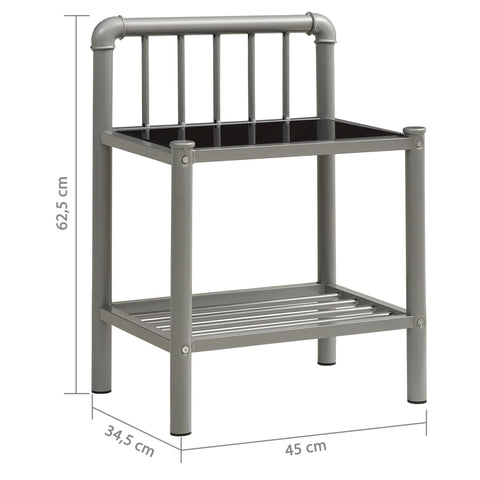 vidaXL Nachttische 2 Stk. Grau und Schwarz Metall und Glas