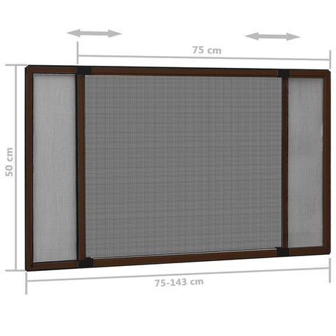 Ausziehbarer Insektenschutz für Fenster Braun (75-143)x50 cm