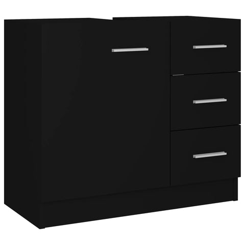 vidaXL Waschbeckenunterschrank Schwarz 63x30x54 cm Holzwerkstoff