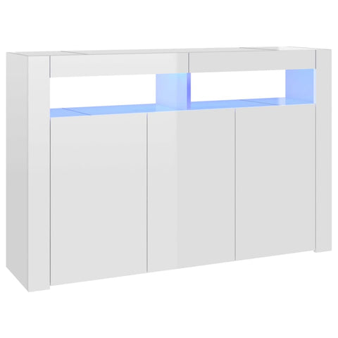 vidaXL Sideboard mit LED-Leuchten Hochglanz-Weiß 115,5x30x75 cm