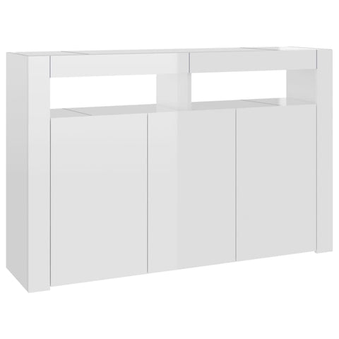 vidaXL Sideboard mit LED-Leuchten Hochglanz-Weiß 115,5x30x75 cm