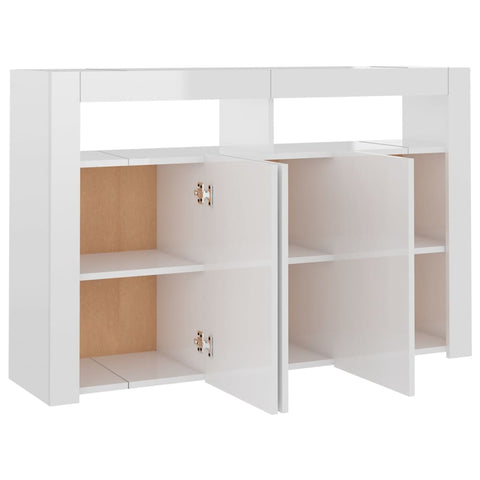 vidaXL Sideboard mit LED-Leuchten Hochglanz-Weiß 115,5x30x75 cm