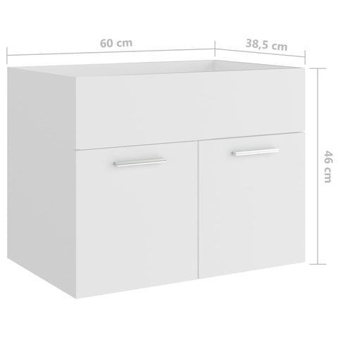 vidaXL Waschbeckenunterschrank Weiß 60x38,5x46 cm Holzwerkstoff