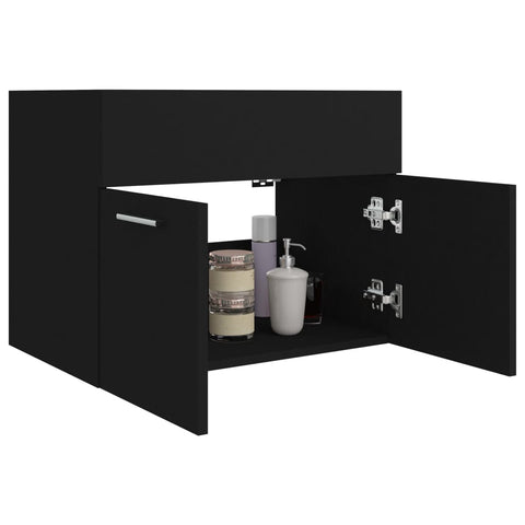 vidaXL Waschbeckenunterschrank Schwarz 60x38,5x46 cm Holzwerkstoff