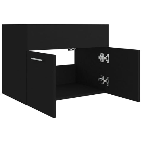 vidaXL Waschbeckenunterschrank Schwarz 60x38,5x46 cm Holzwerkstoff