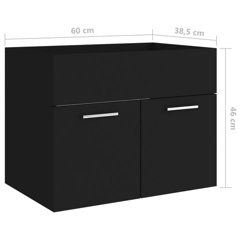 vidaXL Waschbeckenunterschrank Schwarz 60x38,5x46 cm Holzwerkstoff