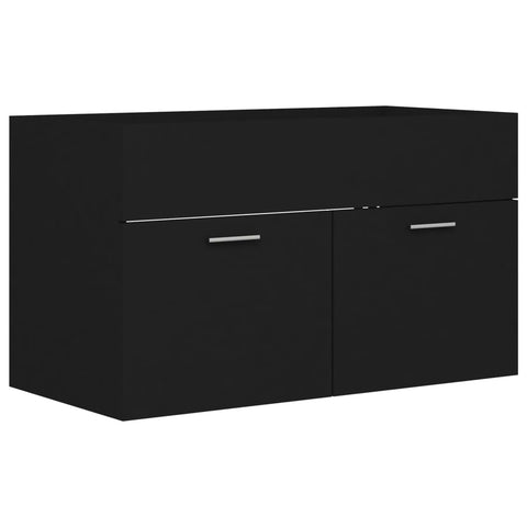 vidaXL Waschbeckenunterschrank Schwarz 80x38,5x46 cm Holzwerkstoff