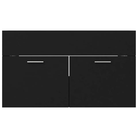 vidaXL Waschbeckenunterschrank Schwarz 80x38,5x46 cm Holzwerkstoff