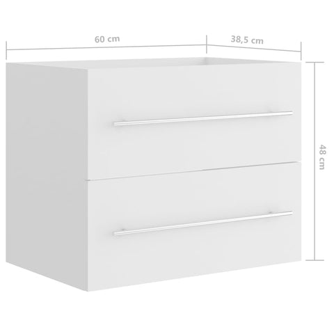 vidaXL Waschbeckenunterschrank Weiß 60x38,5x48 cm Holzwerkstoff