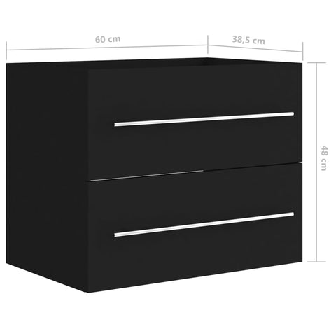 vidaXL Waschbeckenunterschrank Schwarz 60x38,5x48 cm Holzwerkstoff