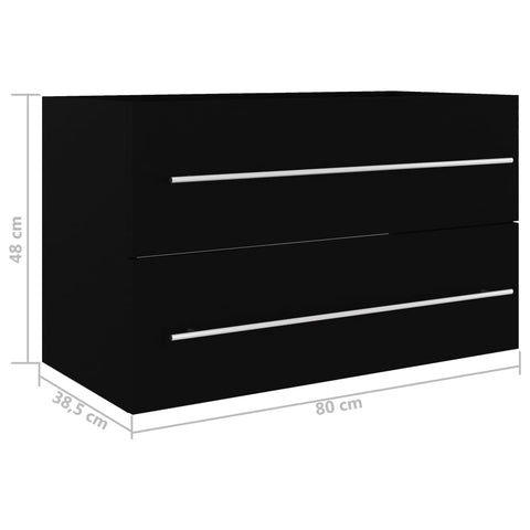 vidaXL Waschbeckenunterschrank Schwarz 80x38,5x48 cm Holzwerkstoff