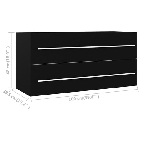 vidaXL Waschbeckenunterschrank Schwarz 100x38,5x48 cm Holzwerkstoff