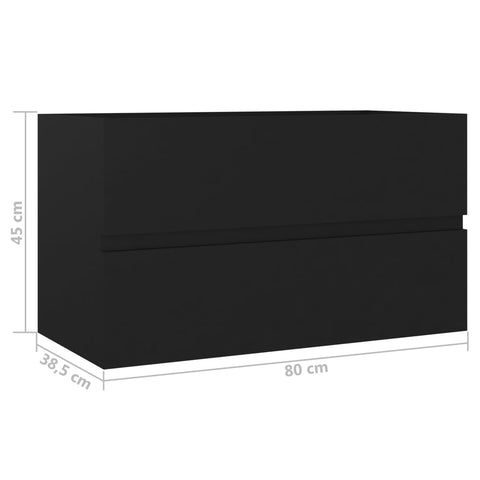 vidaXL Waschbeckenunterschrank Schwarz 80x38,5x45 cm Holzwerkstoff