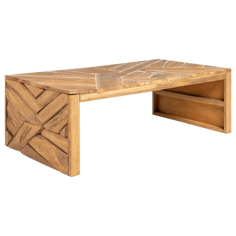 vidaXL Couchtisch Erosion Teak Massivholz 110x35x38 cm